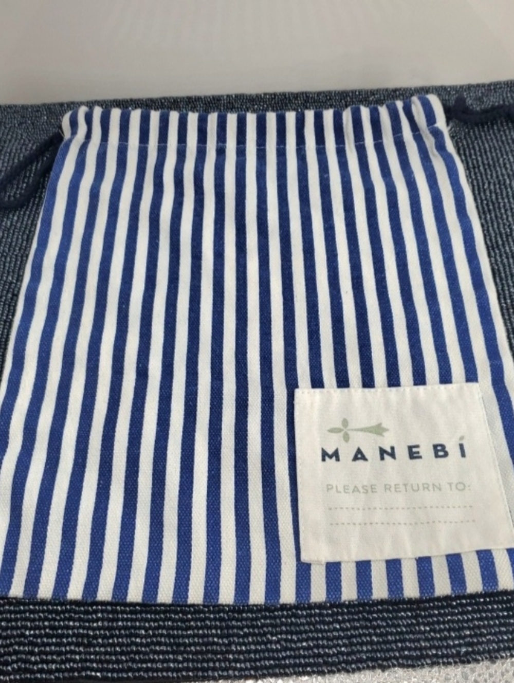 Manebi Bag Canvas Blue Striped Duster Bag Travel on Go, Drawstring (**)